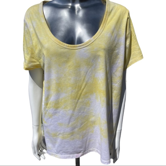 Tie Dye T-Shirt Yellow Hand Dyed Short Sleeve Tee - Picture 2 of 4